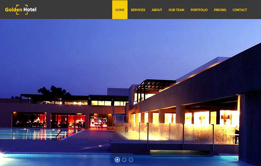 golden hotel website template free download