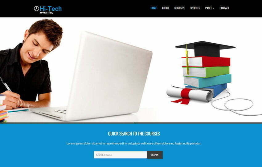 E learning website template download