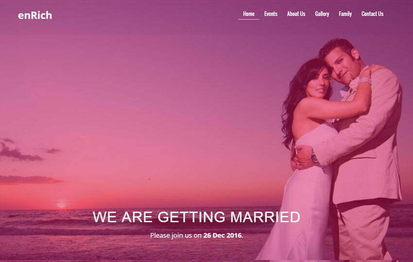Free Wedding Website Template By The Webthemez