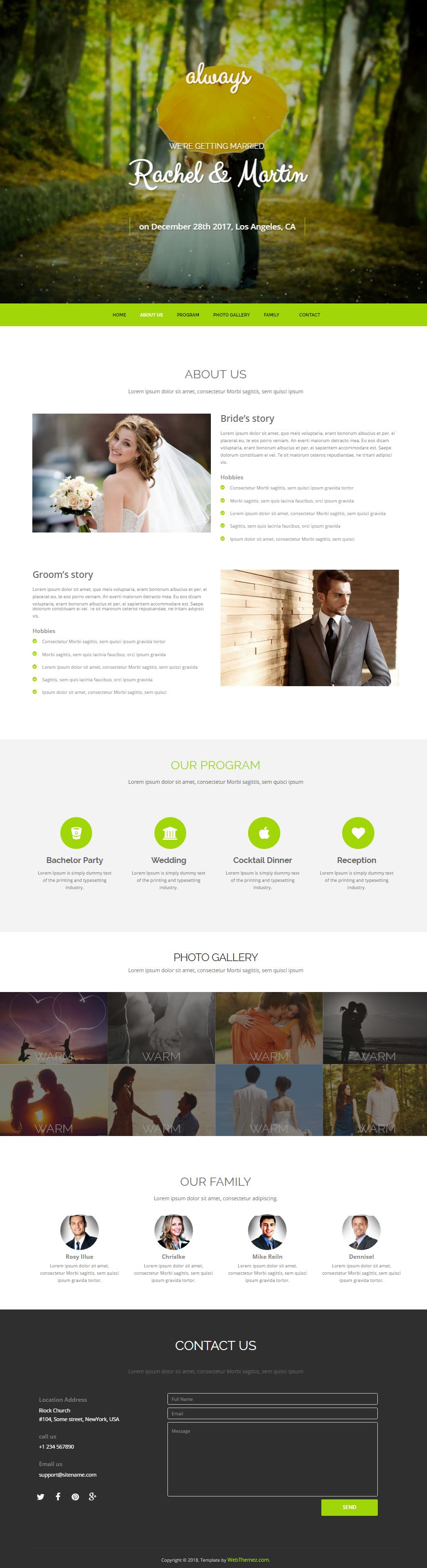 html bootstrap wedding website template free download