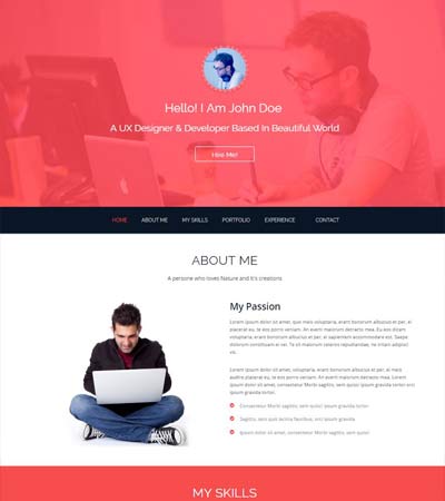 Responsive Resume Template Free from webthemez.com