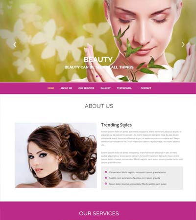 Beauty Salon Bootstrap HTML5 Template - WebThemez