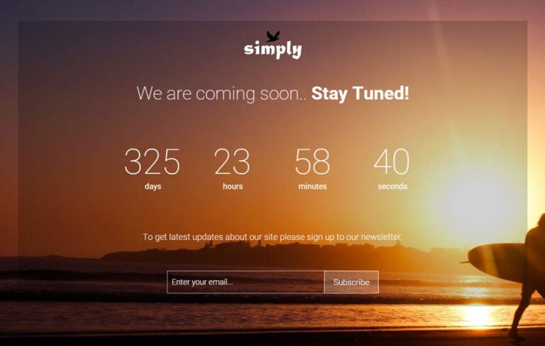 Simply Bootstrap Coming Soon Template - Webthemez