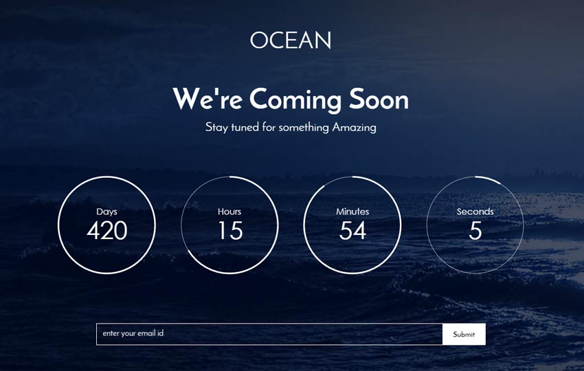 Ocean Free Coming Soon Bootstrap Template