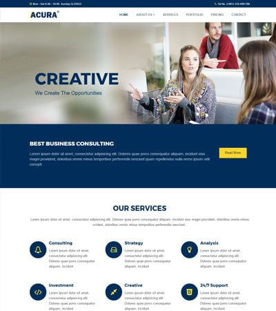 Acura Business Bootstrap Website Template - WebThemez