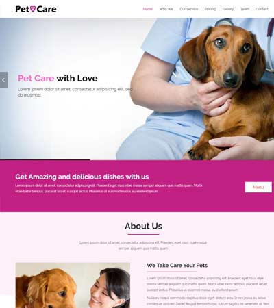Pet Care Bootstrap Html5 Website Template Free Download