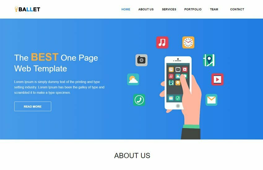 One Page Free Website Template By WebThemez