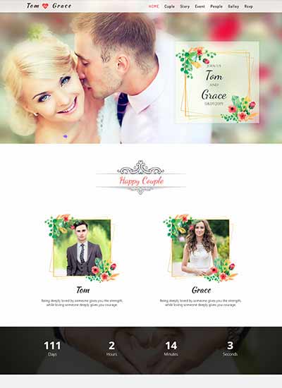 Bootstrap 4 Wedding Template