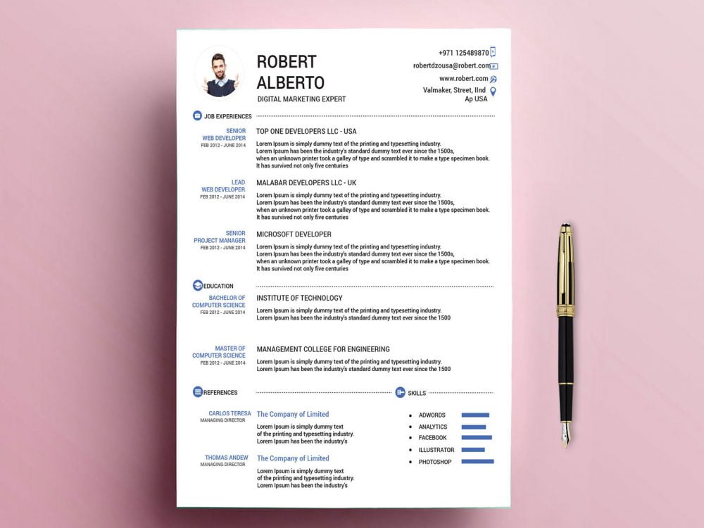 cv template word free download 2020