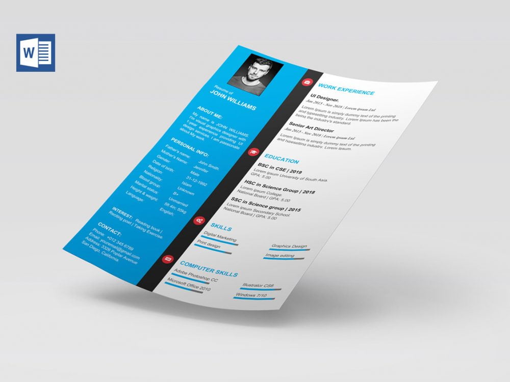 Verrassend 65 Best Free MS Word Resume Templates 2020 - WebThemez ZI-74