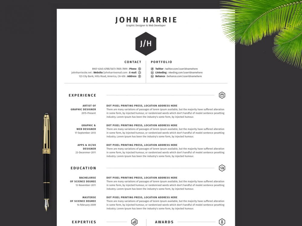 cv template word free download 2020